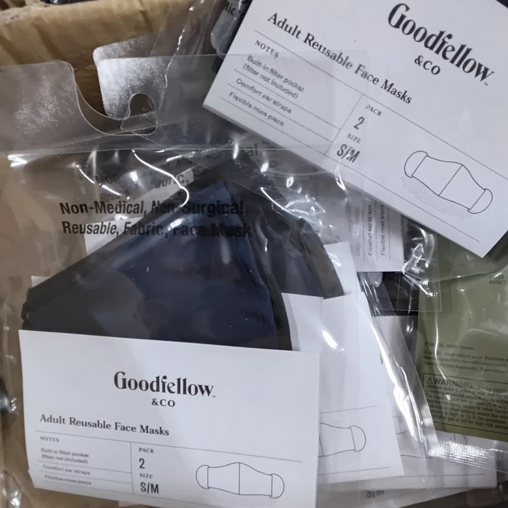 LOT OF 48PCS GOODFELLOW & CO ADULT REUSEABLE FACE MASKS ( S/M ) BLACK